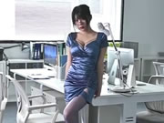 極品辦公室秘書藍色內衣連衣裙誘惑